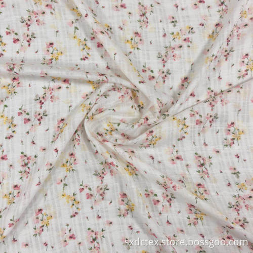 Sweet Floral Printed Rayon Strukturierter Dobby Slub Stoff